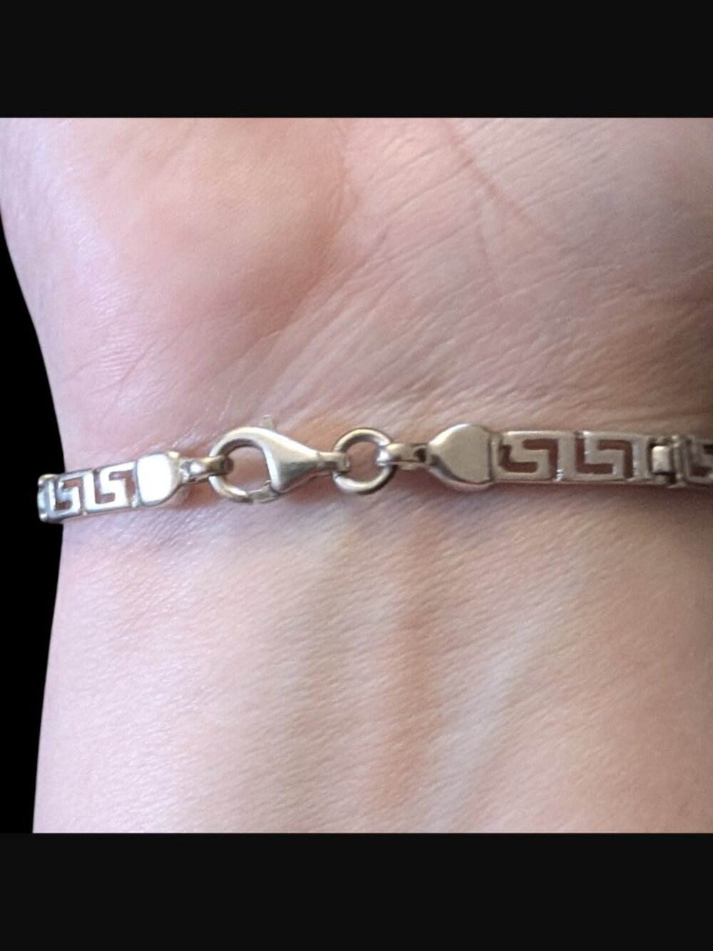 925 Sterling Silver Greek Key Meander Blue Lapis Size 7.25" Bracelet - Picture 2 of 14